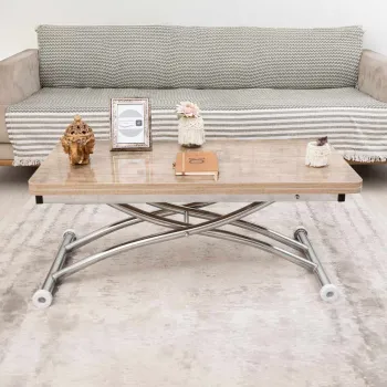 Masuta de cafea, Hanah Home, Mini Juppo Ext, MDF, Antic / Crom imagine