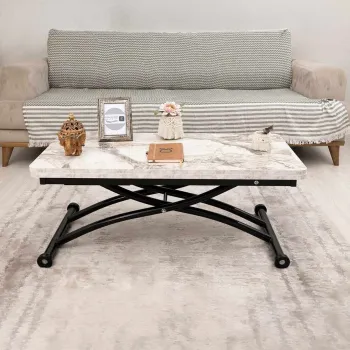Masuta de cafea, Hanah Home, Mini Juppo Ext, MDF, Marmura alba/neagra imagine