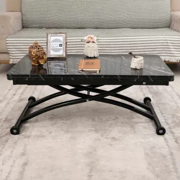 Masuta de cafea, Hanah Home, Mini Juppo Ext, MDF, Marmura neagra / Negru imagine