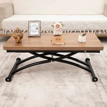 Masuta de cafea, Hanah Home, Mini Juppo Ext, MDF, Nuc / Negru imagine