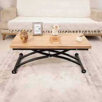 Masuta de cafea, Hanah Home, Mini Juppo Ext, MDF, Pin / Negru imagine