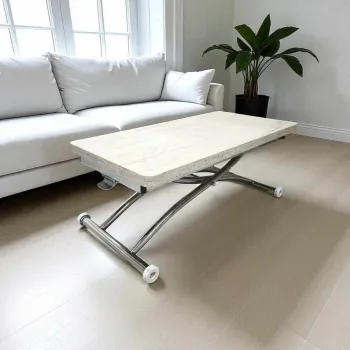 Masuta de cafea, Hanah Home, Mini Juppo Ext, MDF, Travertin / Crom imagine