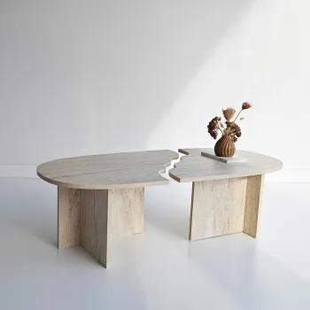 Masuta de cafea, Hanah Home, Missisipi, 120x38x60 cm, Travertin imagine