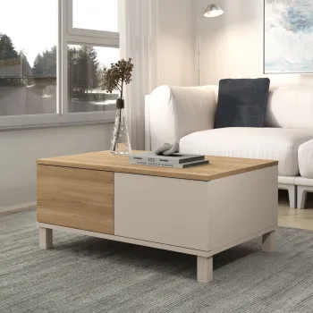 Masuta de cafea, Hanah Home, Mood, 90x40x60 cm, PAL, Nisip / Stejar imagine
