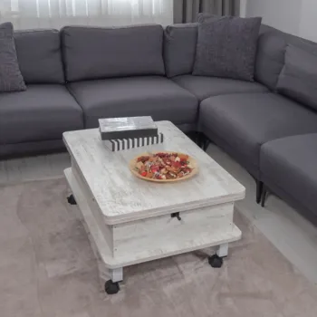 Masuta de cafea, Hanah Home, Nino, 90x40x60 cm, PAL, Alb antic imagine