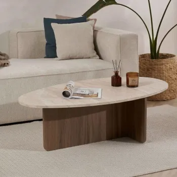 Masuta de cafea, Hanah Home, Orba, 120x40x65 cm, PAL, Travertin / Nuc Venezia imagine
