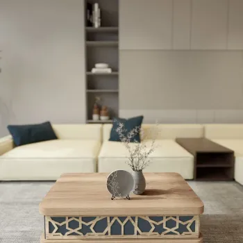 Masuta de cafea, Hanah Home, Ottowa Ada, 90x38x60 cm, PAL, Alaska / Blue imagine