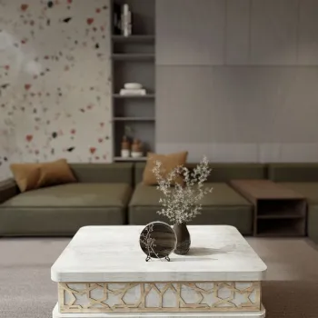 Masuta de cafea, Hanah Home, Ottowa Ada, 90x38x60 cm, PAL, Alb antic imagine