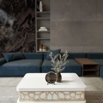 Masuta de cafea, Hanah Home, Ottowa Ada, 90x38x60 cm, PAL, Alb imagine