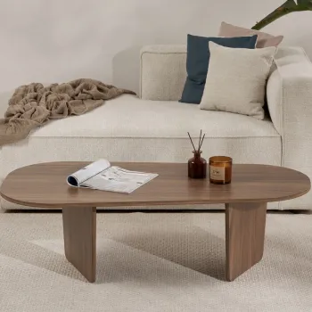 Masuta de cafea, Hanah Home, Ovalis, 130x40x65 cm, PAL, Maro imagine