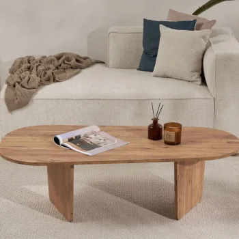 Masuta de cafea, Hanah Home, Ovalis, 130x40x65 cm, PAL, Maro imagine