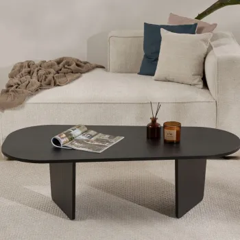 Masuta de cafea, Hanah Home, Ovalis, 130x40x65 cm, PAL, Negru imagine