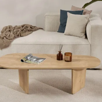 Masuta de cafea, Hanah Home, Ovalis, 130x40x65 cm, PAL, Stejar imagine