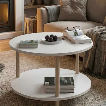 Masuta de cafea, Hanah Home, Peka-0008, PAL, Alb imagine