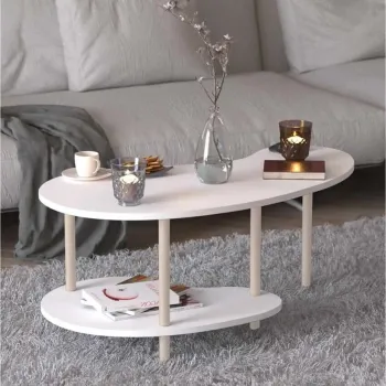 Masuta de cafea, Hanah Home, Peka-0021, 100x43x48 cm, PAL, Alb imagine