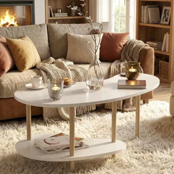 Masuta de cafea, Hanah Home, Peka-0021, 100x43x48 cm, PAL, Alb / Stejar imagine