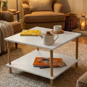 Masuta de cafea, Hanah Home, Peka-0049, 60x42.5x60 cm, PAL, Alb imagine