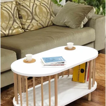 Masuta de cafea, Hanah Home, Peka-0111, 90x43x45 cm, PAL, Alb imagine