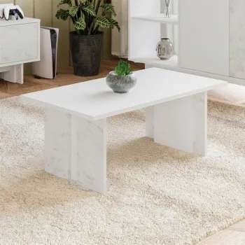 Masuta de cafea, Hanah Home, Ravello, 90x40x50 cm, PAL, Alb / Marmura imagine