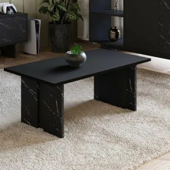 Masuta de cafea, Hanah Home, Ravello, 90x40x50 cm, PAL, Negru / Marmura imagine