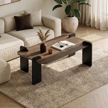 Masuta de cafea, Hanah Home, Renard, 120x35x60 cm, PAL, Nuc / Lemn negru imagine