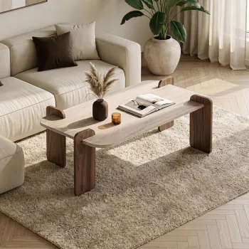 Masuta de cafea, Hanah Home, Renard, 120x35x60 cm, PAL, Travertin / Nuc imagine
