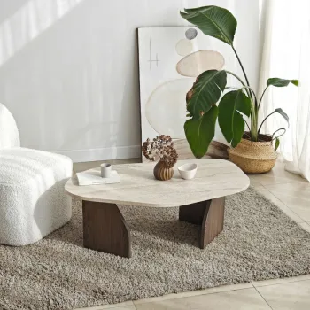 Masuta de cafea, Hanah Home, Rock, 100x35x60 cm, PAL, Travertin / Nuc imagine