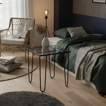 Masuta de cafea, Hanah Home, Shb-032, 53x55x53 cm, Negru/Transparent imagine