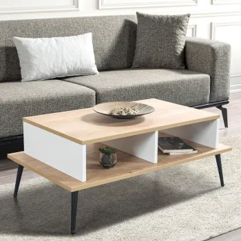 Masuta de cafea, Hanah Home, Sile 2011, 100x40x56 cm, PAL, Stejar Safir / Alb imagine