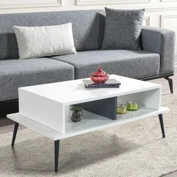 Masuta de cafea, Hanah Home, Sile 2012, 100x40x56 cm, PAL, Alb / Antracit imagine