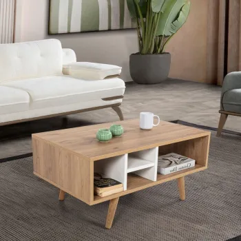 Masuta de cafea, Hanah Home, Sina 2020, 90x43x55 cm, PAL, Stejar Safir / Alb imagine