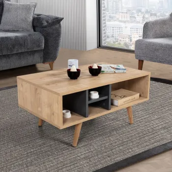 Masuta de cafea, Hanah Home, Sina 2021, 90x43x55 cm, PAL, Stejar safir / Antracit imagine