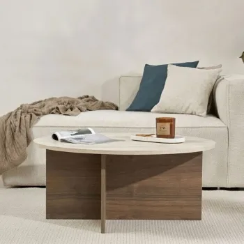 Masuta de cafea, Hanah Home, Soleil, 90x40x90 cm, PAL, Travertin / Nuc Venezia imagine