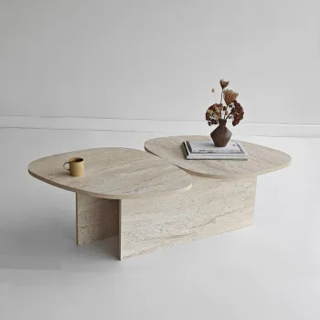 Masuta de cafea, Hanah Home, Stones, 125x38x60 cm, Travertin imagine