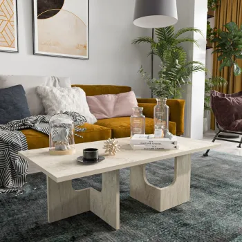 Masuta de cafea, Hanah Home, Terni, 104x37x51.7 cm, PAL, Travertin imagine