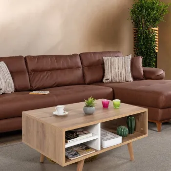 Masuta de cafea, Hanah Home, Venus 2035, 90x43x55 cm, PAL, Stejar Safir / Alb imagine