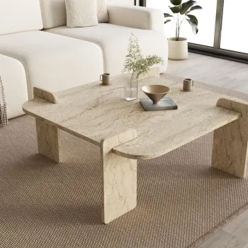 Masuta de cafea, Hanah Home, Woog, 90x35x90 cm, Travertin imagine