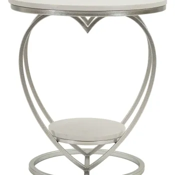 Masuta de cafea Heart, Mauro Ferretti, 40x45.5 cm, fier/marmura, argintiu/alb imagine