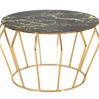 Masuta de cafea Histor, Mauro Ferretti, O 78x44.5 cm, fier, negru/auriu imagine