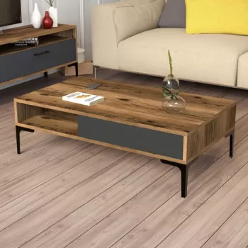 Masuta de cafea, Hommy Craft, Istanbul, 105x32.6x60 cm, Nuc / Antracit imagine