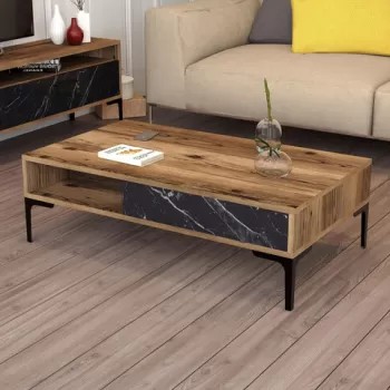 Masuta de cafea, Hommy Craft, Istanbul, 105x32.6x60 cm, Nuc / Negru imagine