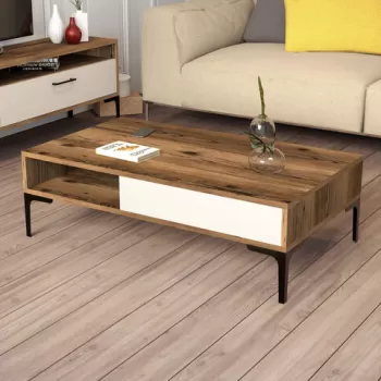 Masuta de cafea, Hommy Craft, Istanbul, 105x32.6x60 cm, Nuca / Crema imagine