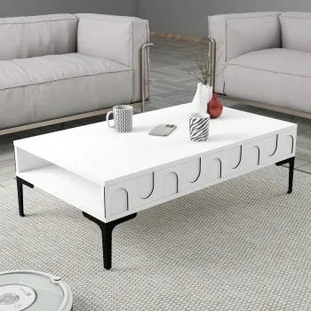 Masuta de cafea, Hommy Craft, Lyon 32, 105x32.6x60 cm, PAL, Alb/Negru imagine