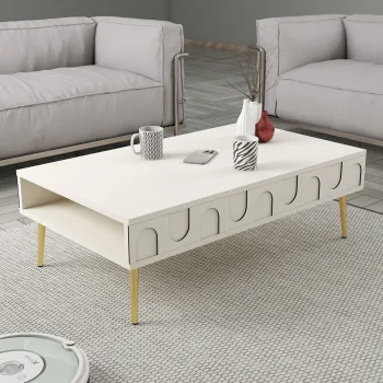 Masuta de cafea, Hommy Craft, Lyon 33, 105x33.6x60 cm, PAL, Crem / Aur imagine