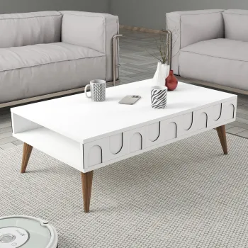 Masuta de cafea, Hommy Craft, Lyon 34, 105x34.6x60 cm, PAL, Alb/Maro imagine