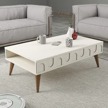 Masuta de cafea, Hommy Craft, Lyon 34, 105x34.6x60 cm, PAL, Crema/Nuca imagine