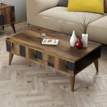 Masuta de cafea, Hommy Craft, Madrid, 105x37.6x60 cm, Nuc / Antracit imagine