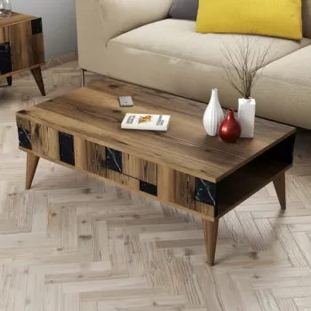 Masuta de cafea, Hommy Craft, Madrid, 105x37.6x60 cm, Nuc / Negru imagine