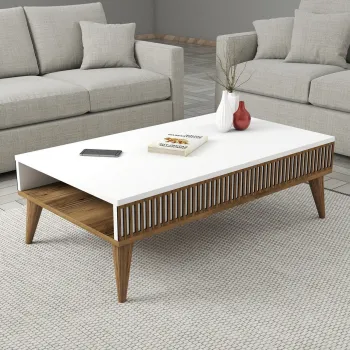 Masuta de cafea, Hommy Craft, Milan, 105x34.6x60 cm, PAL, Nuc/Alb imagine