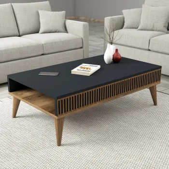 Masuta de cafea, Hommy Craft, Milan, 105x34.6x60 cm, PAL, Nuc / Antracit imagine